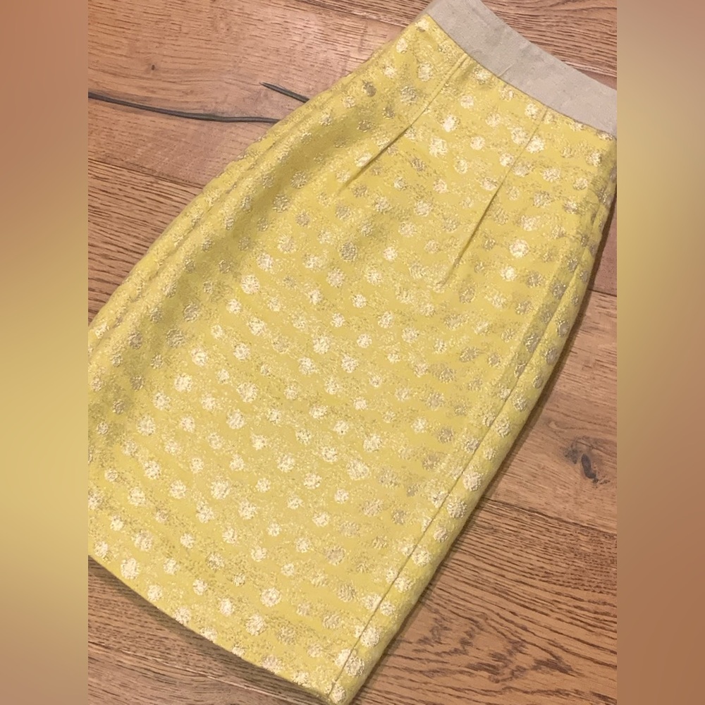 Loft Gold & Yellow Metallic Polka Dot Mini Pleated Skirt 2 - Picture 2 of 7